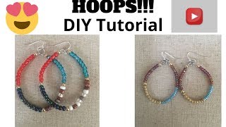 How To Make Beaded Hoop Earrings  Super Easy and Cute Jewelry Making Tutorials [upl. by Eniarda195]