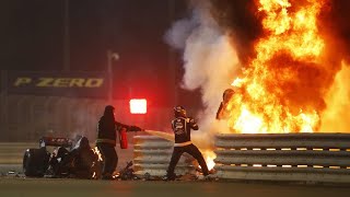 Romain Grosjeans crash at Bahrain  Skyfall edit [upl. by Aicillyhp]