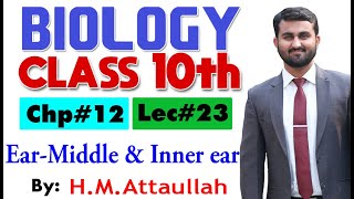 EarMiddle and Inner ear  Chapter  12  Biology Class 10th  Lec 23 [upl. by Ahsiret]