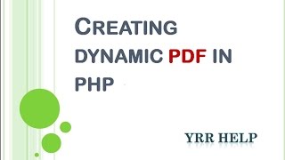 Creating Dynamic PDF in PHP from HTML [upl. by Arabelle998]