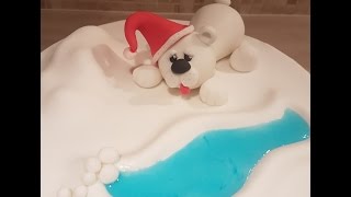 How to make a Christmas Polar Bear Cake Topper Step By Step For Beginners [upl. by Amble606]