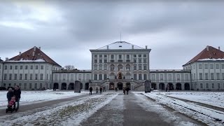 Walking around Nymphenburg Palace and Park in Winter Munich [upl. by Acenes]