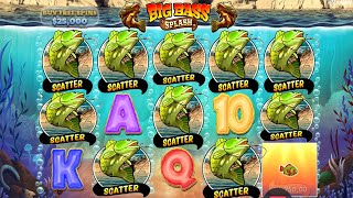 BIG BASS SPLASH  CRAZY PLAY  2 TIMES 5 SCATTERS  BIG WIN WITH 3X MULTIPLIER  SO MUCH SPINS [upl. by Refynnej]