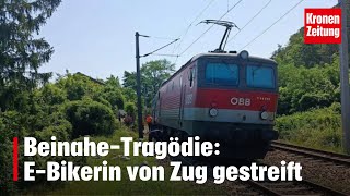 BeinaheTragödie EBikerin von Zug gestreift  kronetv NEWS [upl. by Elvina894]