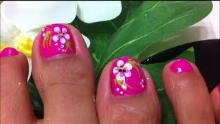 how to design flower on toe nails [upl. by Destinee]