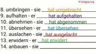 Perfekt Übung trennbar ist gegangen nicht trennbar untrennbar separable part divide passé [upl. by Ahsaten]