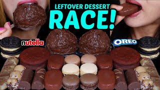 ASMR LEFTOVER DESSERT RACE GIANT CHOCOLATE PROFITEROLES TICO ICE CREAM NUTELLA BAR OREO CAKE 먹방 [upl. by Eniarda330]