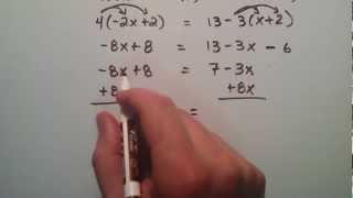 How to Solve First Degree Equations with Parentheses  Intermediate Algebra  Lesson 39 [upl. by Tawney]