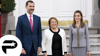 Le roi Felipe VI et Letizia dEspagne ont reçu la visite de Michelle Bachelet [upl. by Arihsa]