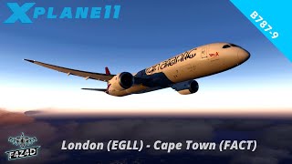 Xplane 11 Full Flight  Magknight 787 V16  London EGLL  Cape Town FACT [upl. by Iglesias]