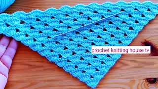 comment faire un châle triangle au crochet magnifique super facilecrochet débutant châle facile [upl. by Nehgam885]