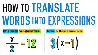 TRANSLATING WORDS INTO ALGEBRAIC EXPRESSIONS [upl. by Oab319]