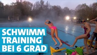 Schwimmtraining bei Eiseskälte [upl. by Aldas]