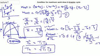 Lecture 7 condition of maximum work done in brayton cycle [upl. by Remmos]