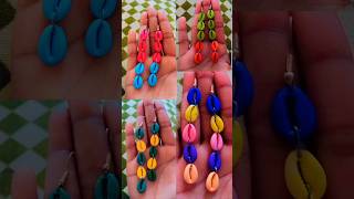 Beautiful Cowries Earrings 😍🌈creative diycrafts diyearings youtubeshorts cowrieshell [upl. by Anillehs]