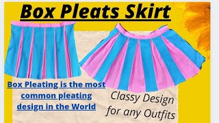 Learn how to make Box Pleats Skirt with two colour fabric4 beginnersClassy Design For any Outfit [upl. by Ful507]