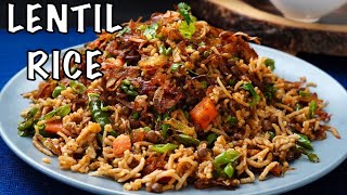 How To Cook PERFECT FLUFFY LENTIL amp RICE WITH CARAMELIZED ONIONS [upl. by Solis]