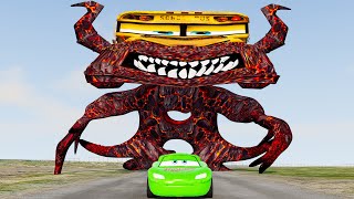 Crazy Escape From The Giant Meteorite Miss Fritter Head Eater VS Lightning McQueen Beamng Drive 240 [upl. by Ahsikad]