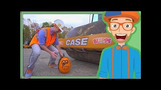 Blippi Halloween Song  Crushes Pumpkin with Roller Construction Vehicle [upl. by Eesac]