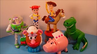 1999 DISNEYS TOY STORY 2 FULL SET OF 6 CANDY DISPENSERS MCDONALDS HAPPY MEAL COLLECTION VIDEO REVIEW [upl. by Ahtoelc648]