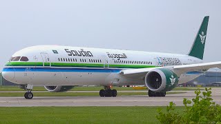 Saudi Arabian Airlines 78710 quotRetro Liveryquot Close Up Takeoff at Manchester Airport June 2024 4K [upl. by Weissberg77]