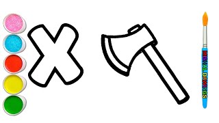 Lets Learn Draw and Paint Alphabet X for Axe 🪓 with ChildrenStep by step Very Easy Drawing [upl. by Michaeline]