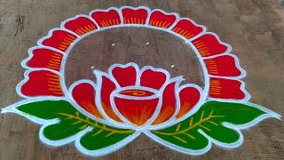 Easy New year rangoli designs🌹new year kolam🌹margazhi color kolam🌹new year muggulu🌹Sankarnti muggulu [upl. by Doll]