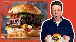 Jamie Olivers Ultimate Veggie Burgers  NYT Cooking [upl. by Nerw]