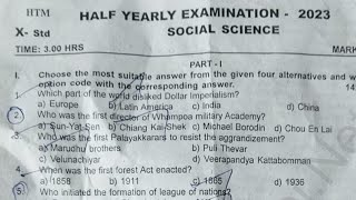 10th social science half yearly exam question paper 2024 [upl. by Gardal]