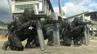 Riot Shield NPCs vs Airport Security  MODERN WARFARE 2 REMASTERED NPC Wars [upl. by Oknuj]