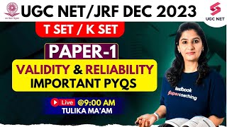 UGC NET Paper 1  Validity amp Reliability PYQ  UGC NET Paper 1 Imp Practice Questions  Tulika Maam [upl. by Sparky841]