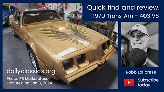 TOP PICK  1979 Pontiac Trans Am  403 Olds V8  34500 NJ [upl. by Atnahc446]