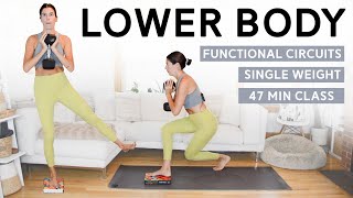 Lower Body Functional Circuits Workout 47 Min Class  Single Heavy Weight Low Impact [upl. by Rehpotsirhk]