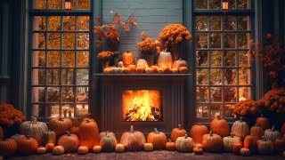 Cozy Fireplace Ambience with Crackling Fireplace Sounds Autumn Pumpkin Hearth [upl. by Pammie]