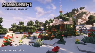 Minecraft Relaxing Longplay 𓆣 Snowy Spruce Cabin No Commentary No Music [upl. by Helmer]