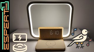 Blombar Lampada da comodino con orologio e carica smartphone wireless [upl. by Otirecul]