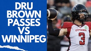 CFL Dru Brown Passing Highlights Ottawa REDBLACKS Offense vs Winnipeg Defense [upl. by Ellehsal391]