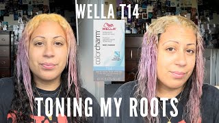 Toning My Bleached Roots Using WELLA T14 TONER [upl. by Llevad]