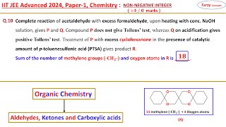 𝐐𝟏𝟎 Complete reaction of acetaldehyde with excess formaldehyde upon heating with conc NaOH soluti [upl. by Gnik]