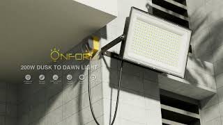 Onforu 200W Dusk to Dawn LED Flood Light with Remote [upl. by Aronek]