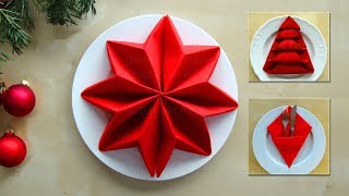 Servietten falten Weihnachten  Ideen zum Tischdeko basteln  Weihnachtsdeko selber machen Origami [upl. by Annej]