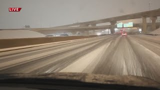 Snow starting to stick on I25 as snow continues Friday evening [upl. by Llehcar539]