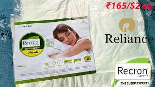 Reliance Recron Certified Dream Fibre Pillow 41X61Microfiber White2₹165 ea 4k unboxing [upl. by Alage906]