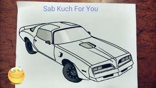 4 How to Draw Muscle car 1978 Pontiac Firebird Trans Am Step by step easily 😊 [upl. by Spear723]