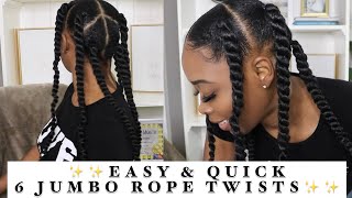 EASY amp QUICK  6 Jumbo Rope Twists Tutorial  BEGINNER FRIENDLY Hairstyles [upl. by Nelhsa]