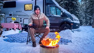 Luxury Vanlife Camping in Heavy Snowstorm [upl. by Ahsimal715]