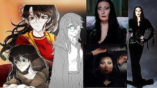 Harry Potter react to Fem Harry Potter as Morticia AddamsРеакция ГП на Фем Гарри это МортишаНАЗАКАЗ [upl. by Allimaj]