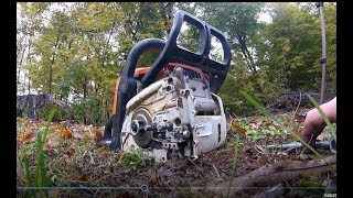 How to change a bar on a stihl MS170 [upl. by Eckart]