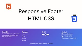 Responsive Footer in HTML and CSS for Beginners Tutorial in Hindi  Website footer design website [upl. by Allina]