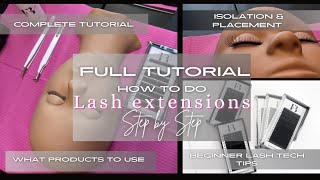 How to do lash extensions full tutorial for beginners what to use isolation amp placement [upl. by Zendah930]